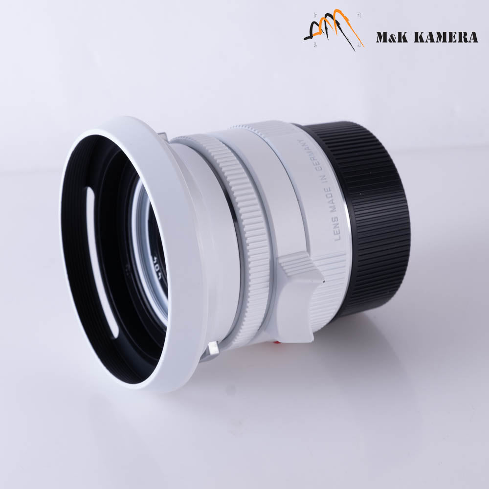 Leica Summicron-M 35mm/F2.0 ASPH Silver + 12504 brass hood White repaint 11882 #69854