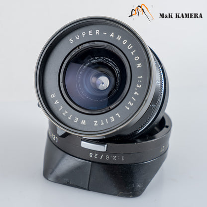 Leica Super-Angulon M 21mm/F3.4 Ser.VII Black with 12501 hood #23935