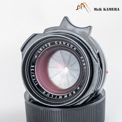 LEITZ Leica Summilux M 35mm/F1.4 Pre-Asph Black Lens Yr.1970 Canada #88930