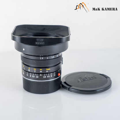 LEITZ Leica Elmarit M 21mm/F2.8 E60 Pre-A Black Lens Yr.1983 Canada #23943