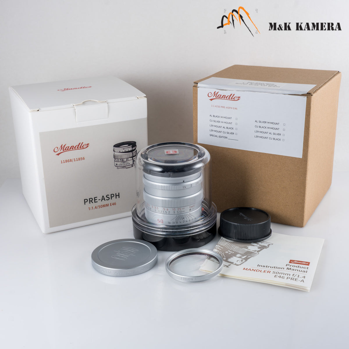 Mandler Brass Leica M mounted 50mm/F1.4 E46 Pre-Asph Lens China #88985