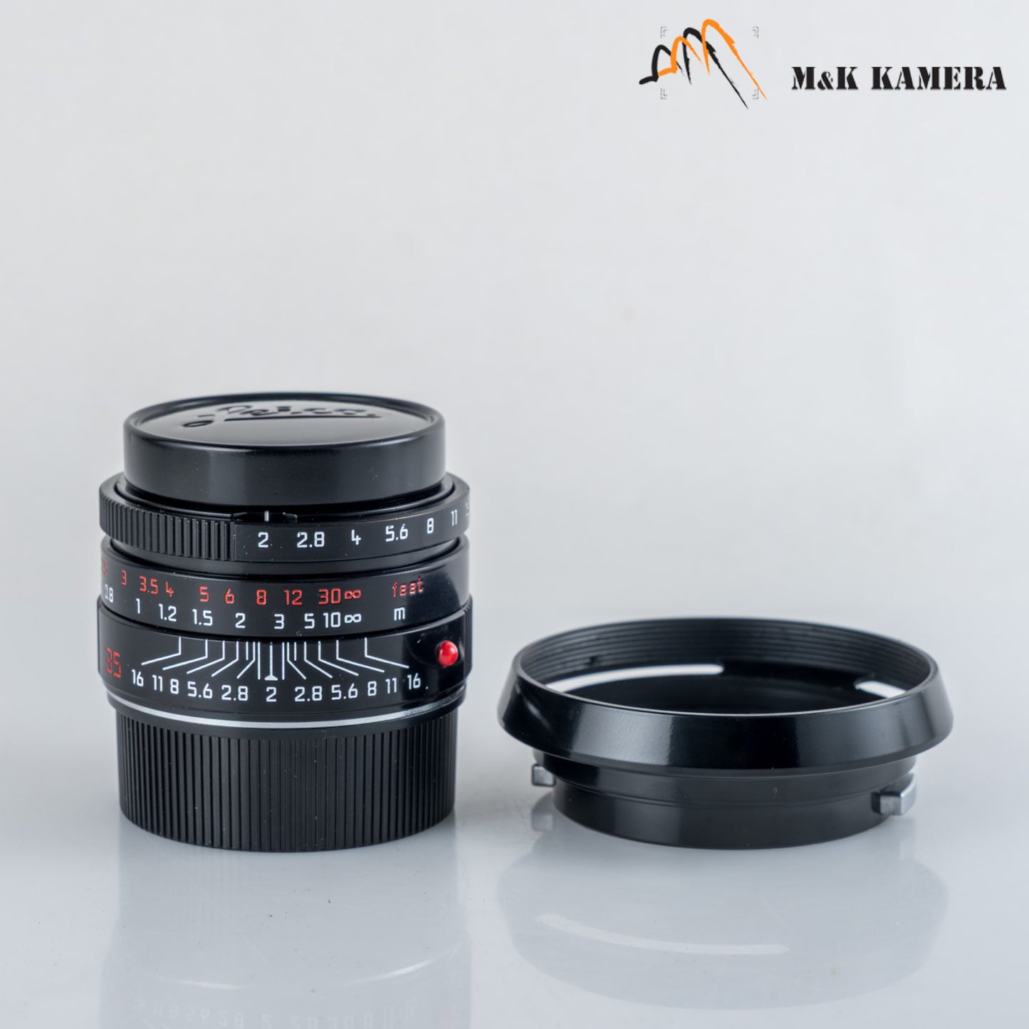 Leica Summicron-M 35mm/F2.0 ASPH Silver + 12504 brass hood Black repaint 11882 #69854