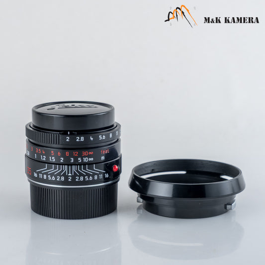 Leica Summicron-M 35mm/F2.0 ASPH Silver + 12504 brass hood Black repaint 11882 #69854