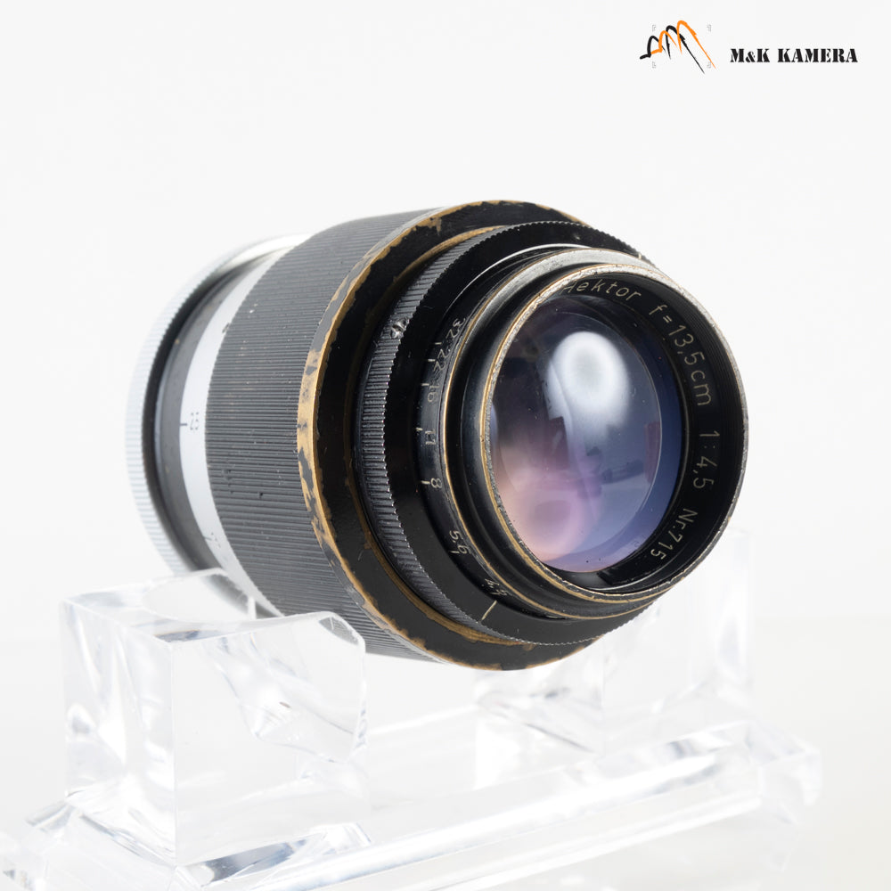 LEITZ Leica Hektor L39 135mm/F4.5 A36 short focusing Black Paint Lens Yr.1949 LTM Germany #87787