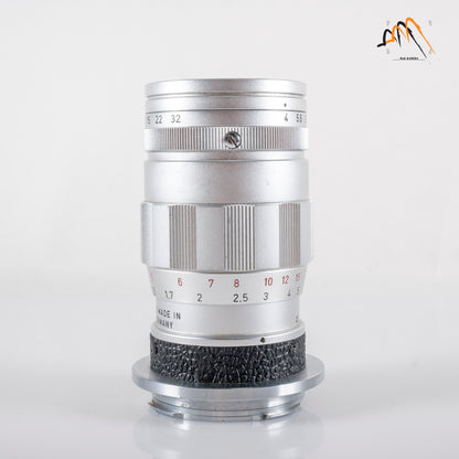 LEITZ Leica Elmar L39 90mm/F4.0 Ver.II V2/ 3 Elements Silver Lens Yr.1962 LTM Germany L39 #23733