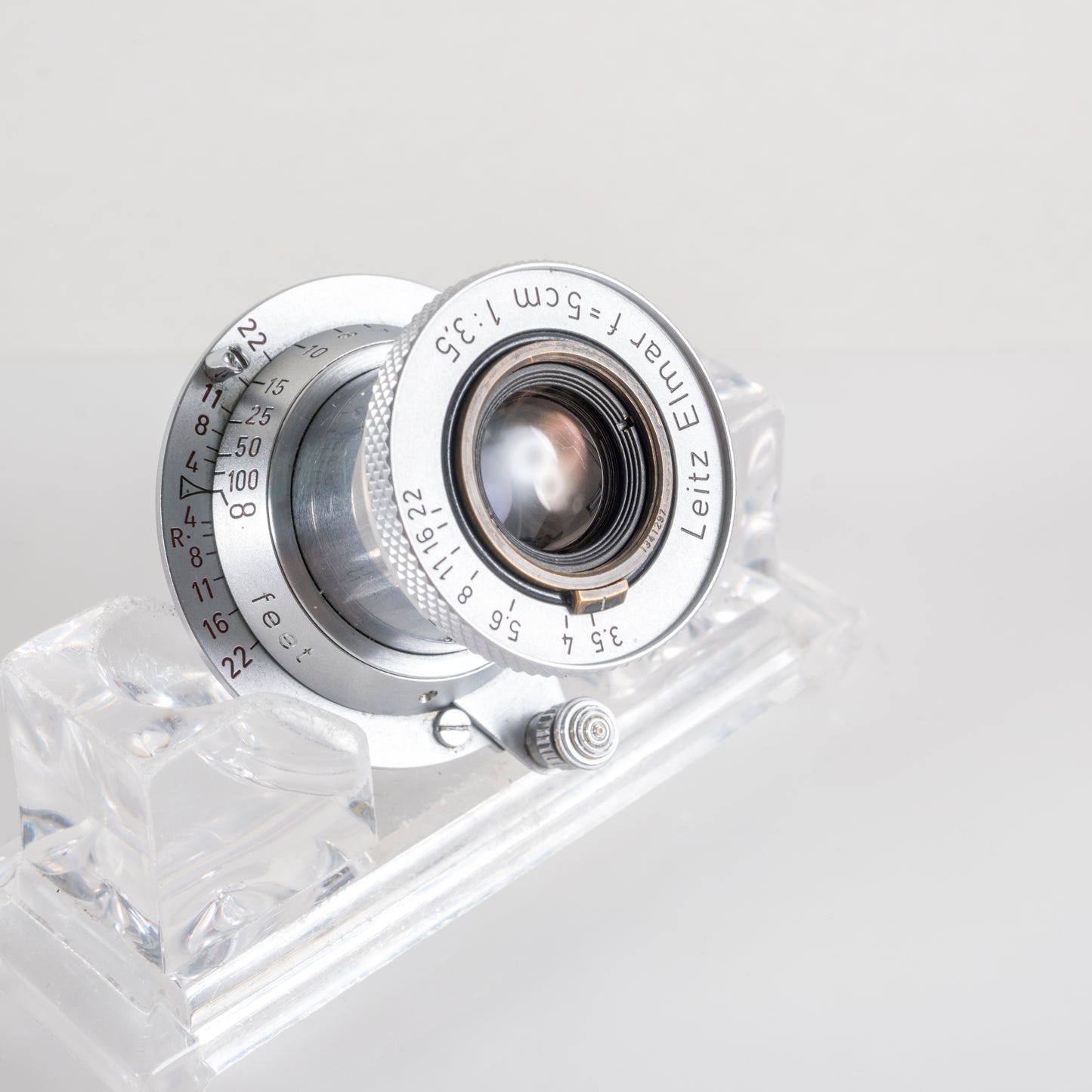 LEITZ Leica Elmar L39 50mm/F3.5 Red Scale Lens Yr.1956 LTM Germany #23834