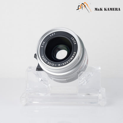 Leica Summicron-M 28mm/F2.0 ASPH/ Rare Silver Lens Yr.2008 Germany 11661 #88929
