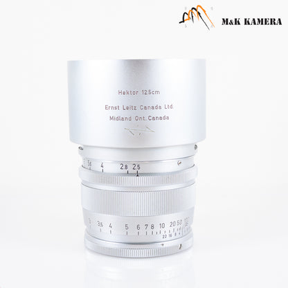 LEITZ Leica Hektor L39 125mm/F2.5 Visoflex lens Silver Lens Yr.1953 LTM Canada #10448