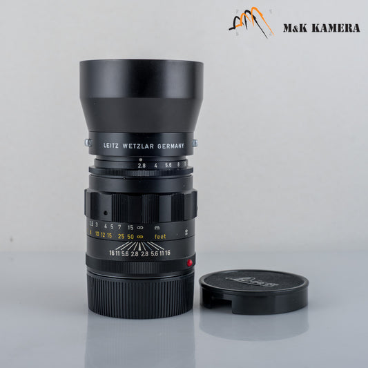 LEITZ Leica Tele-Elmarit M 90mm/F2.8 Ver.I V.1/ Fat Black Lens Yr.1971 #23912