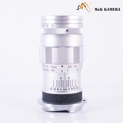 LEITZ Leica Elmar M 90mm/F4.0 E39 Ver.II V2/ 3 Elements Silver Lens Yr.1965 Germany 11830 #21854