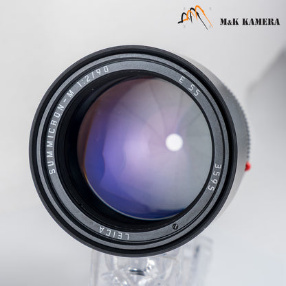 Leica Summicron-M 90mm/F2.0 E49 Rare Black Lens Yr.1992 Canada #24044