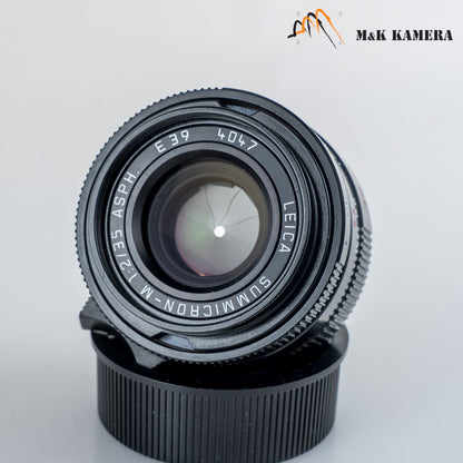 Leica Summicron-M 35mm/F2.0 ASPH Silver + 12504 brass hood Black repaint 11882 #69854