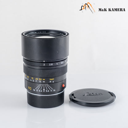 Leica Summicron-M 90mm/F2.0 E49 Rare Black Lens Yr.1992 Canada #24044