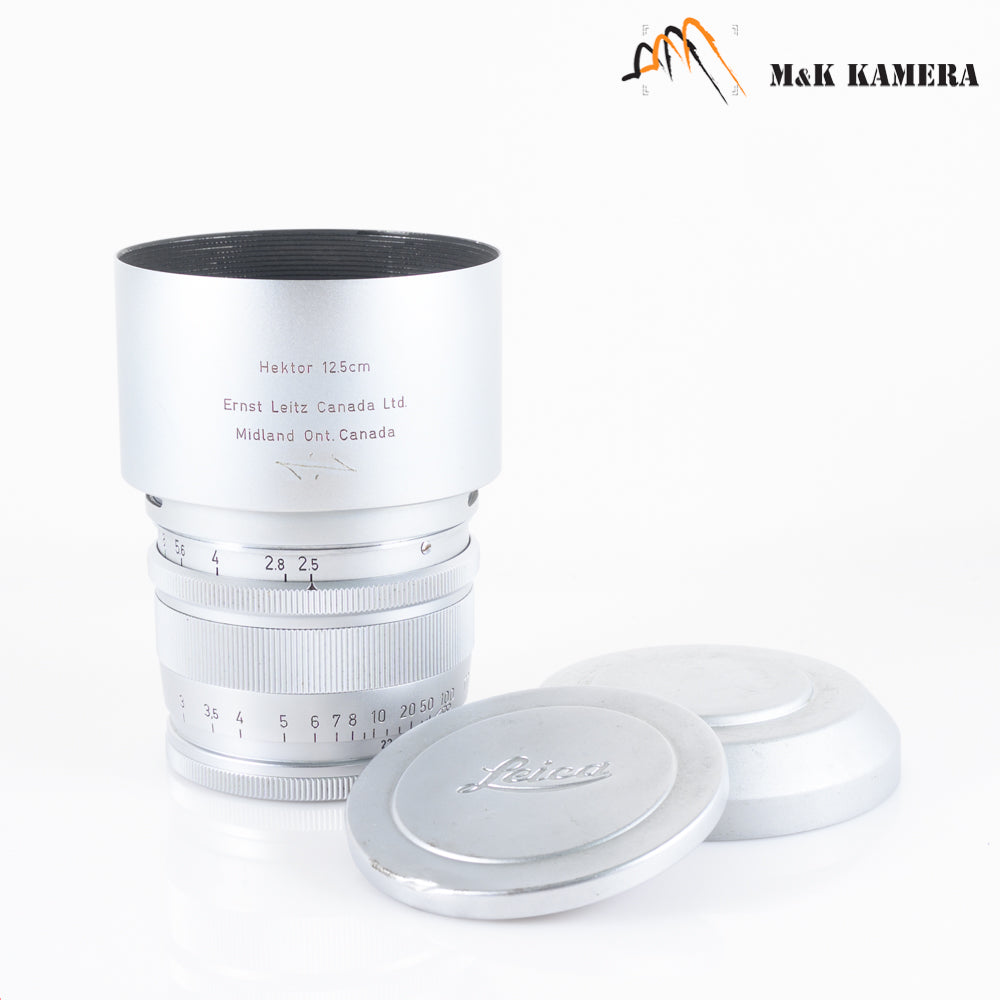 LEITZ Leica Hektor L39 125mm/F2.5 Visoflex lens Silver Lens Yr.1953 LTM Canada #10448