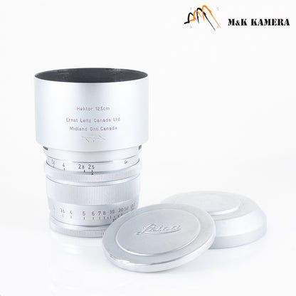 LEITZ Leica Hektor L39 125mm/F2.5 Visoflex lens Silver Lens Yr.1953 LTM Canada #10448
