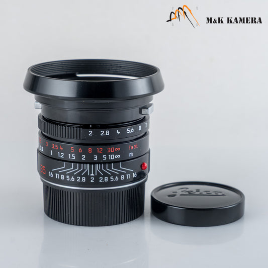 Leica Summicron-M 35mm/F2.0 ASPH Silver + 12504 brass hood Black repaint 11882 #69854