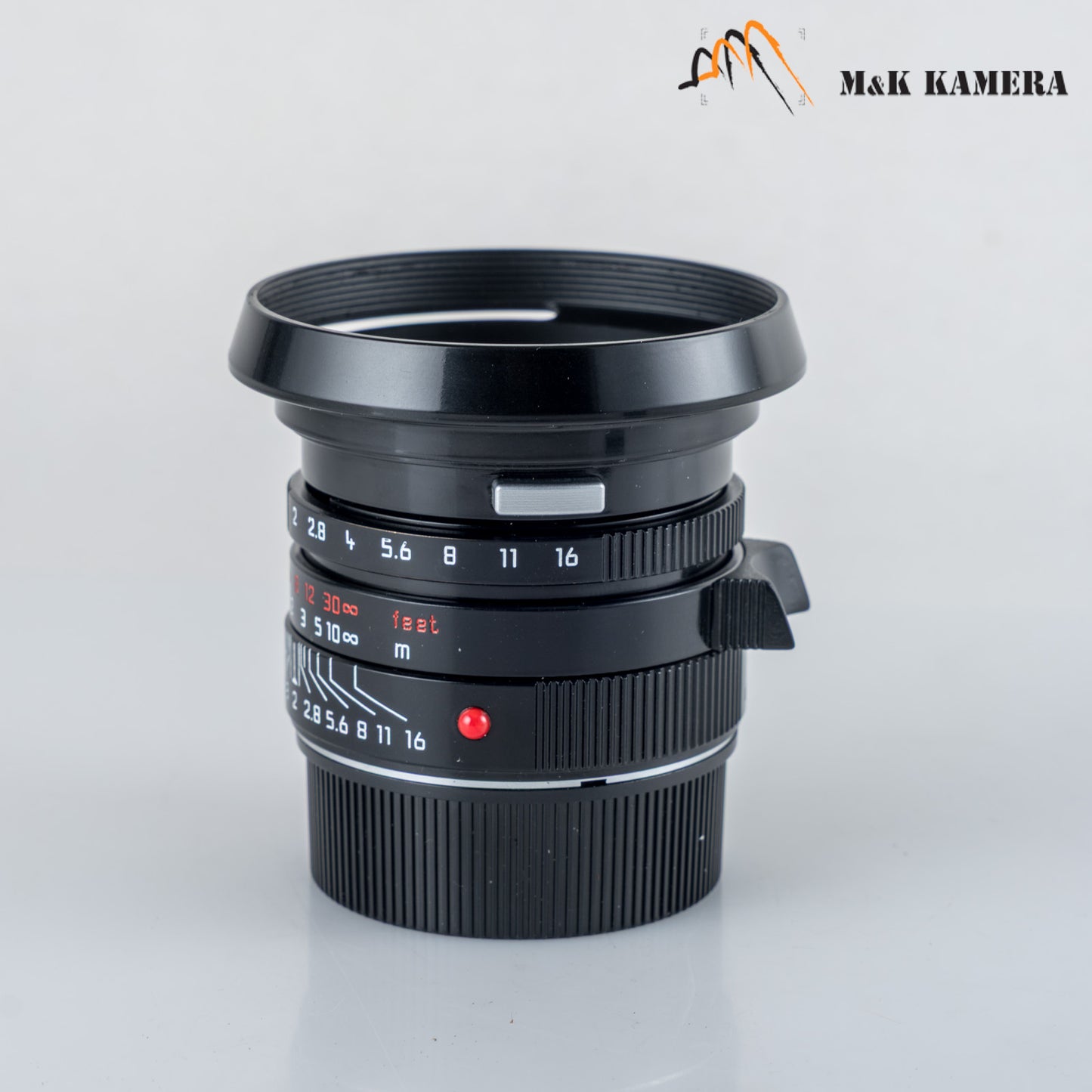 Leica Summicron-M 35mm/F2.0 ASPH Silver + 12504 brass hood Black repaint 11882 #69854