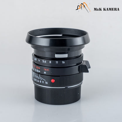 Leica Summicron-M 35mm/F2.0 ASPH Silver + 12504 brass hood Black repaint 11882 #69854